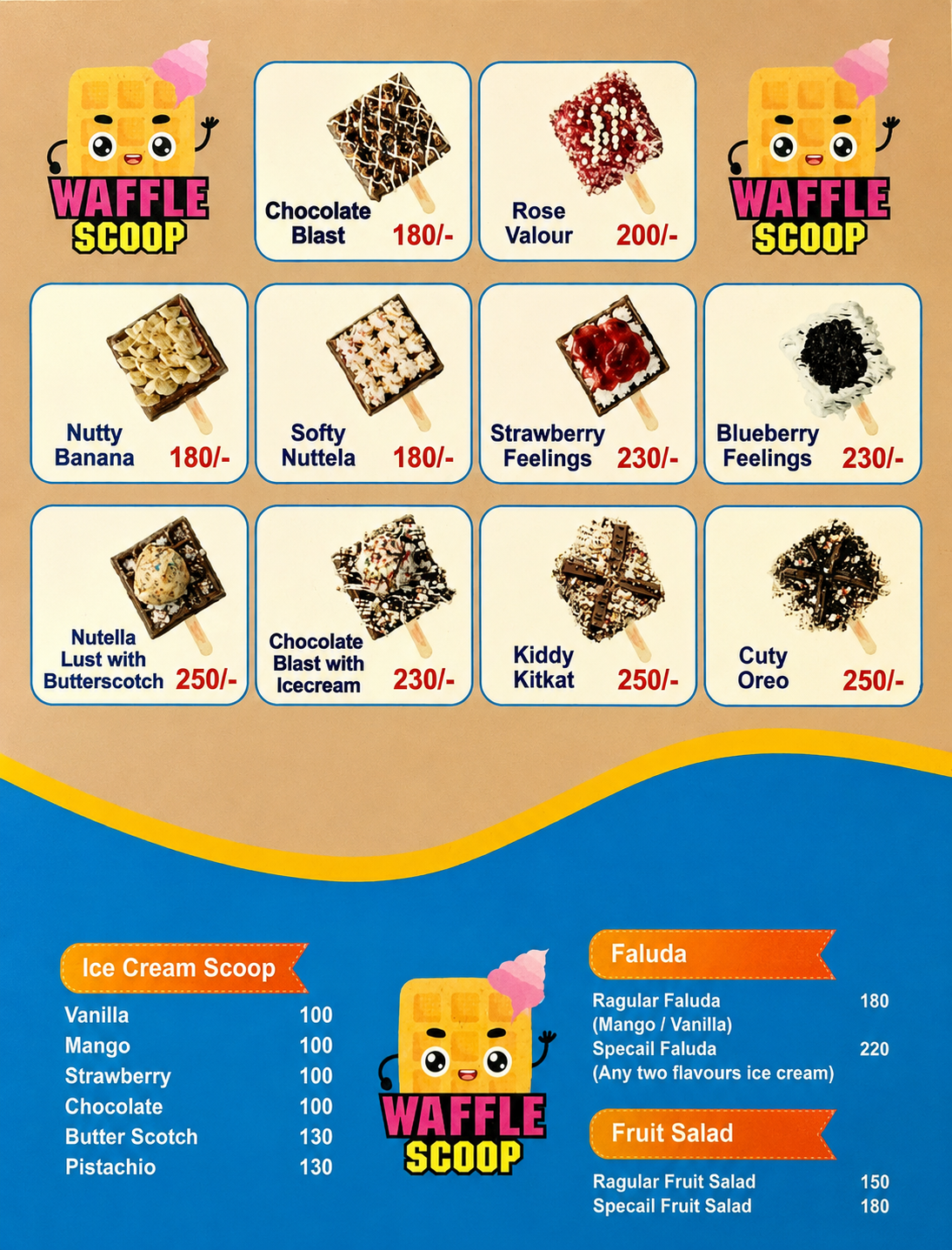 Waffle Scoop menu
