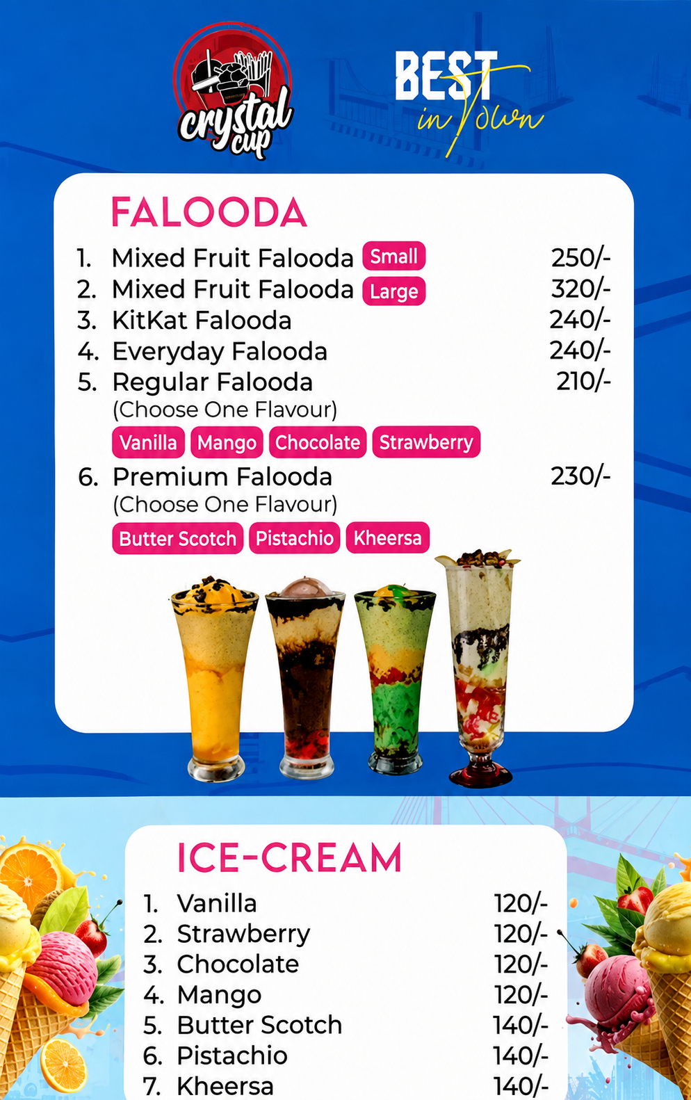 Crystal Cup menu